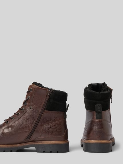BULLBOXER Schnürstiefel aus Rindsnappa mit Reißverschluss Dunkelbraun 2