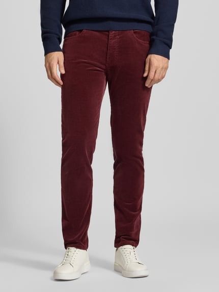 bugatti Straight Fit Cordhose aus elastischem Baumwoll-Mix Bordeaux 4