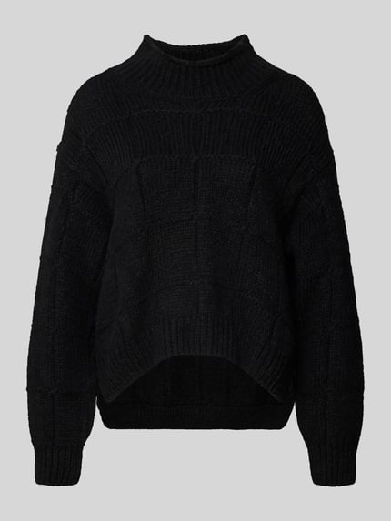 Produktfoto, Pullover aus Wolle mit Strukturstrick von MARC CAIN, jednokolorowy, matowy, faktura, pudełkowy krój, skrócony, dzianina, prążkowane wykończenia