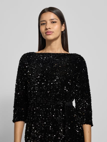 VILA Mini-jurk met pailletten, model 'FAITH' Zwart - 3
