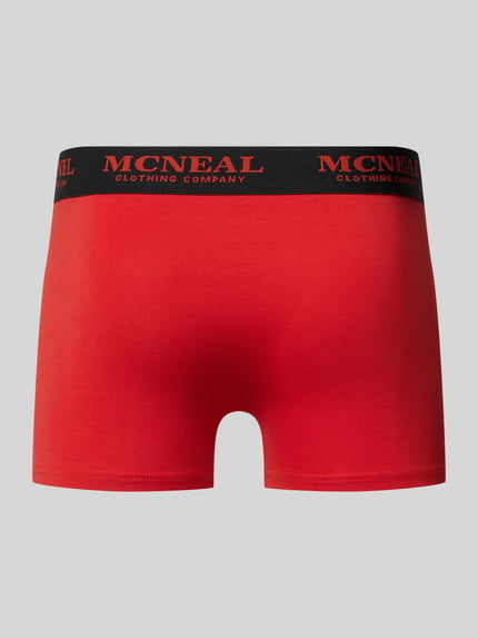 Produktfoto, Trunks mit elastischem Bund im 3er-Pack von MCNEAL aus Baumwoll-Elasthan-Mix, Körpernahe Passform, Label-Details, rote Farbe