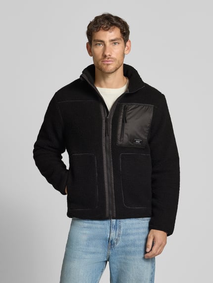 Tom Tailor Denim Regular Fit fleecejack met opstaande kraag BLACK - 4