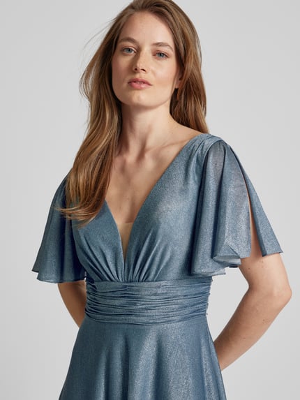LUXUAR FASHION Abendkleid in schimmerndem Design Rauchblau 3