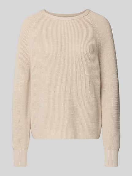 Produktfoto, Strickpullover mit Strukturmuster von MARC O'POLO aus puur katoen, los model, effen design, ronde hals, ribboorden