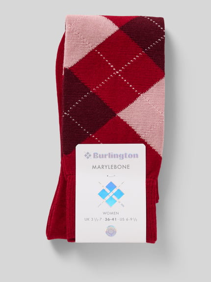Burlington Kniekousen met argyleprint, model 'Marylbone' Bordeaux - 3