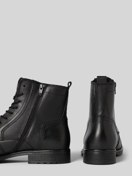 JACK & JONES Boots van leer met ritssluiting, model 'RUSSEL' Zwart - 2