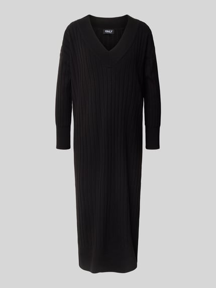 ONLY Fließendes Strickkleid mit V-Ausschnitt Modell 'NEW TESSA' Black 2