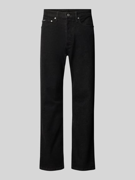 Calvin Klein Jeans Jeansy o kroju straight fit z detalem z logo Czarny 2