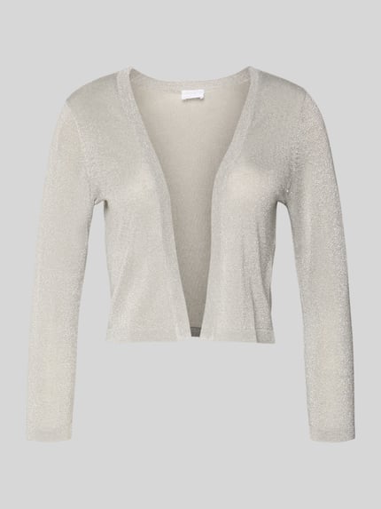 Produktfoto, Bolero mit 3/4-Ärmel von Jake*s Cocktail, silbergrauer Viskose-Mix, Slim-Fit, gerippte Abschlüsse, Rückenlänge 36 cm bei Größe 36