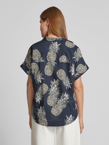 0039 Italy Blusenshirt mit kurzärmeligem Design Modell 'DERRY' Dunkelblau 5
