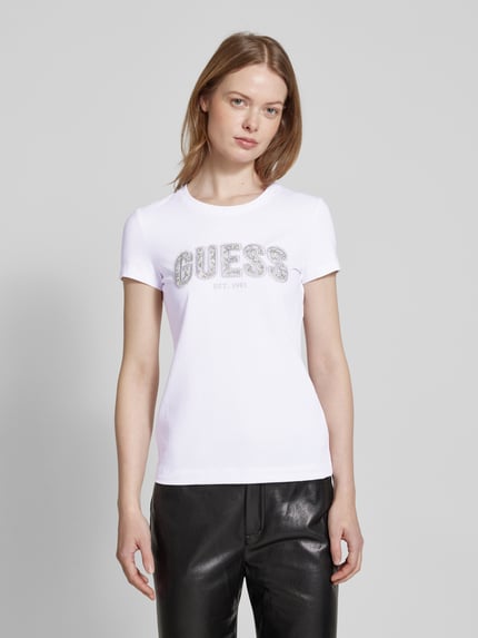 GUESS T-shirt met labelstitching Wit - 4