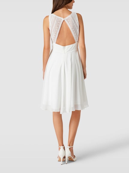 LUXUAR FASHION Knielange bruidsjurk met taillepas Offwhite - 5