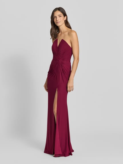 Mascara Off-Shoulder-Kleid mit Knotendetail Bordeaux 1