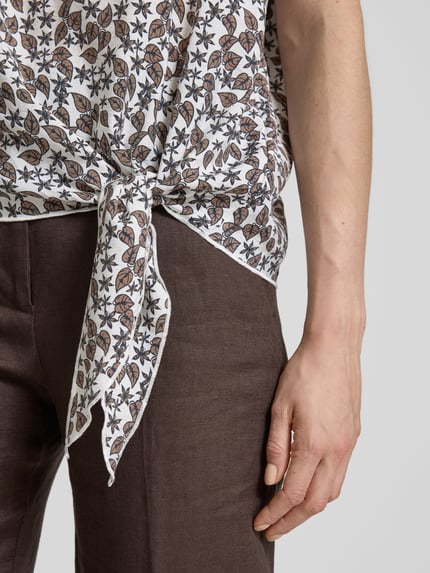 Christian Berg Woman Bluzka o kroju relaxed fit z wiązanym detalem Biały 3
