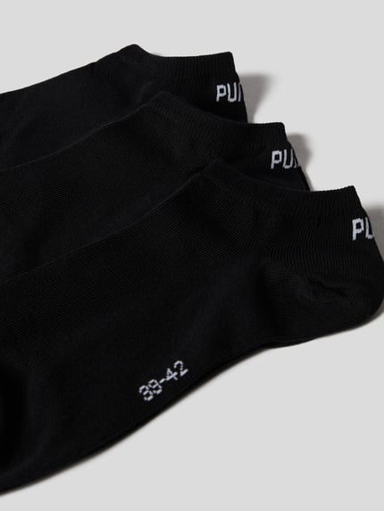 Produktfoto, Sneakersocken mit Logo im 3er-Pack von PUMA für Herren aus schwarzem Baumwoll-Mix mit Stretch-Anteil und körpernaher Passform.
