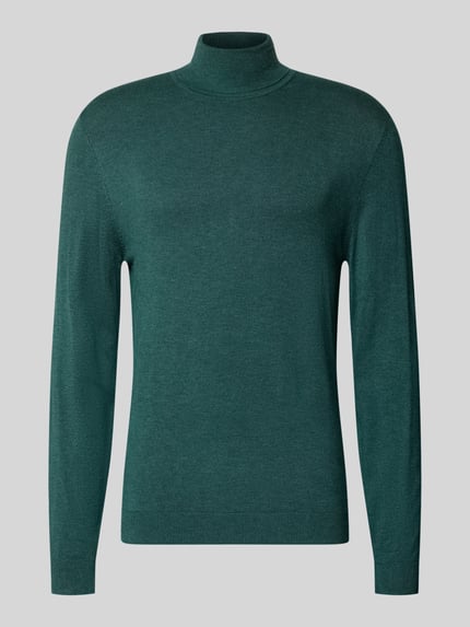 MCNEAL Slim Fit Rollkragenpullover aus Viskose-Mix Neon Gruen Melange 1