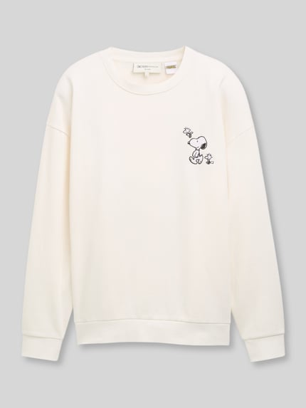 Tom Tailor Denim Relaxed Fit Sweatshirt aus Baumwoll-Mix mit Peanuts-Print Offwhite 2