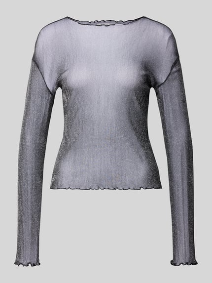 Tom Tailor Denim Slim fit shirt met lange mouwen van semi-transparant mesh Grafiet gemêleerd - 2