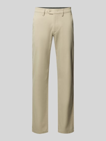 Produktfoto, Stoffhose mit Gesäßtaschen van Christian Berg Men, rechte snit, beige kleur, katoenmix met bio-katoen, glad oppervlak.