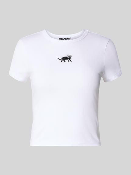 REVIEW T-shirt met motiefstitching Wit - 2