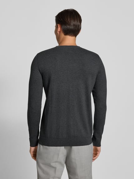 Selected Regular Fit Strickpullover aus reiner Baumwolle Modell 'BERG' Dunkelgrau 5