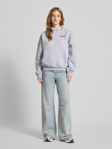 REVIEW Oversized hoodie met labelprint Lichtgrijs gemêleerd - 1