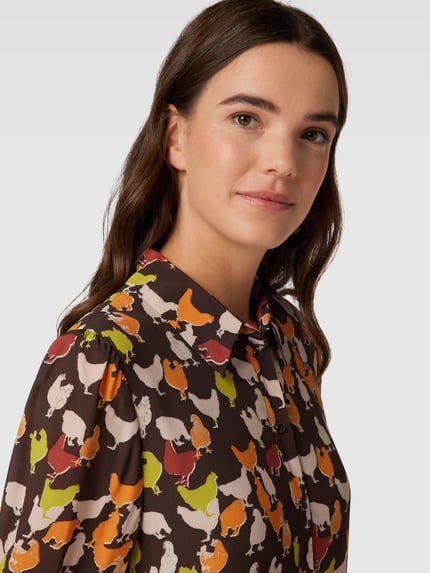 Marc Cain Hemdblusenkleid mit Allover-Muster Schoko 3