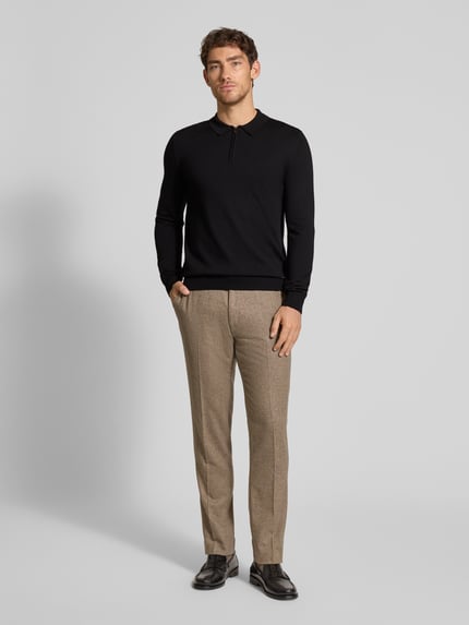JOOP! COLLECTION Gebreide pullover van scheerwol met polokraag model 'Dondor' Zwart - 1