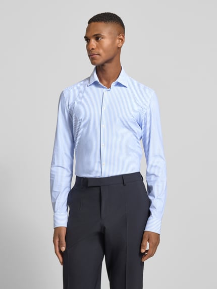 Jake*s Super Slim Fit Businesshemd mit Kentkragen Bleu 4
