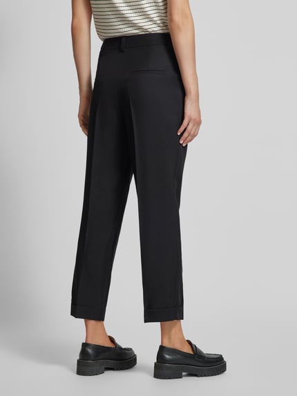 Oui Straight leg pantalon met bandplooien BLACK - 5