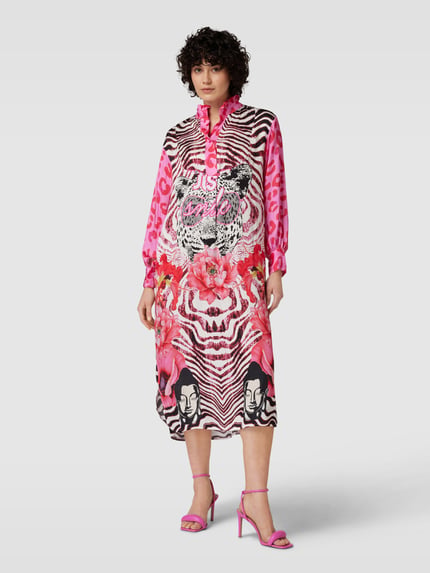 miss goodlife Midikleid aus reiner Viskose Modell 'Just Smile' Pink 4