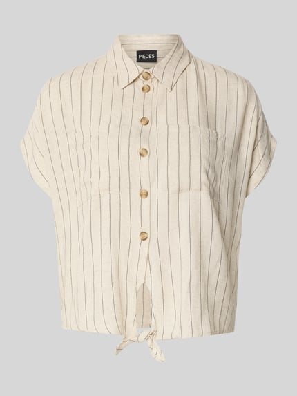 PIECES regular fit overhemdblouse van mix van viscose en linnen model 'PIA' Ecru - 2