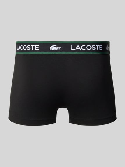 Produktfoto, schwarze Trunk aus Baumwoll-Mix im 3er-Pack von Lacoste, elastischer Bund mit Logo, glatte Textur, Herren Pant & Trunk von Lacoste