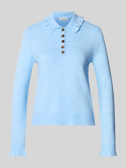 Christian Berg Woman Strickpullover mit Umlegekragen und Knopfleiste Bleu 1