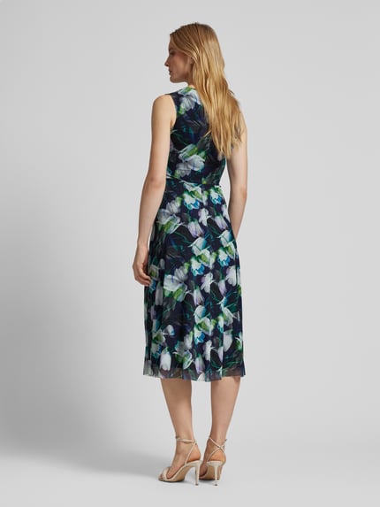 SWING Cocktailjurk met bloemenmotief Donkerblauw - 5