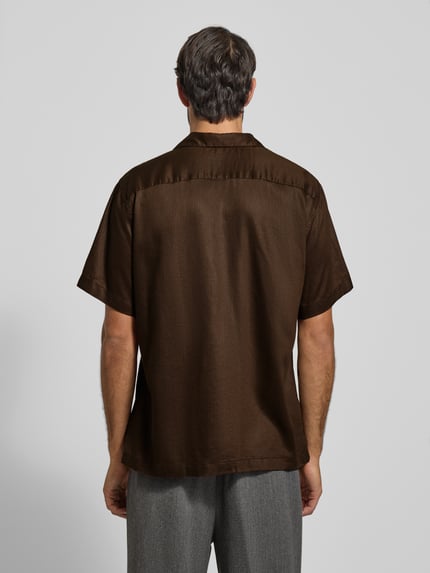 Selected Regular Fit Freizeithemd aus Lyocell-Leinen-Mix Modell 'REGNOA' Dunkelbraun 5