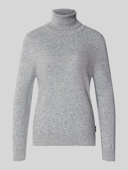 Produktfoto, hellgrauer Regular Fit Rollkragenpullover aus Woll-Baumwoll-Mix von Barbour, Damen Rollkragenpullover, glatte Struktur