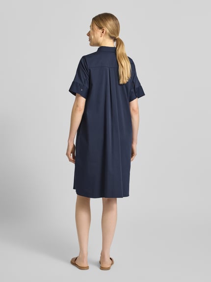 Milano Italy Knielanges Hemdblusenkleid mit Knopfleiste Marine 5