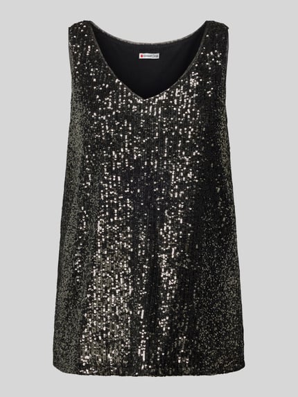 Street One Regular fit blousetop met pailletten Antraciet - 2