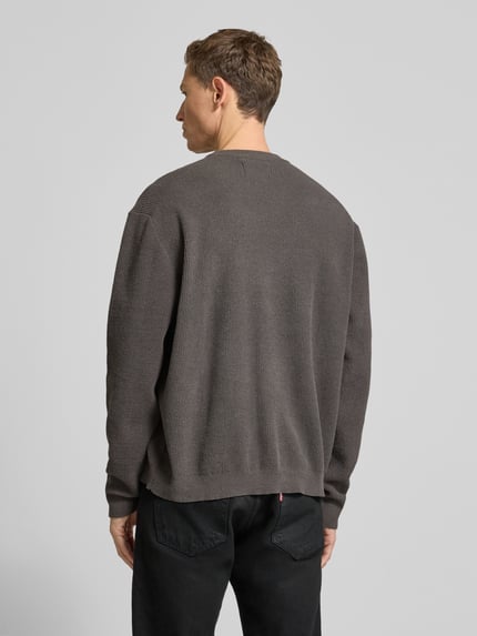 Jake*s Studio Men Sweter z dzianiny z prążkowanymi wykończeniami Ciemnoszary 5