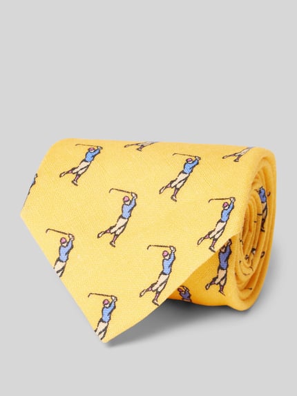 Polo Ralph Lauren Krawat lniany z nadrukiem z motywem Żółty 1