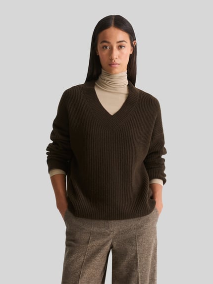 Marc O'Polo Sweter o kroju loose fit z mieszanki wełny Ciemnobrązowy 4