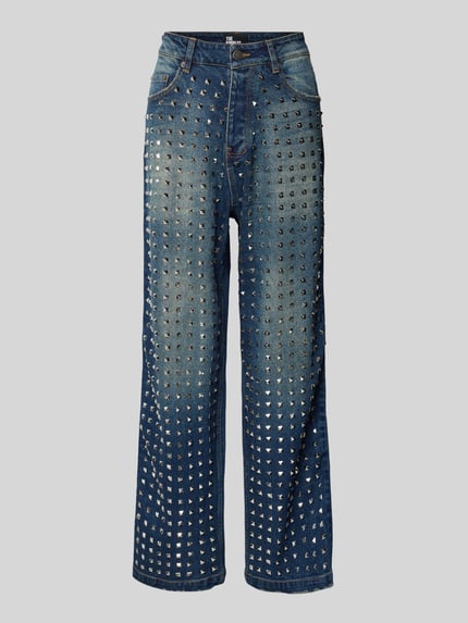 The Kooples Jeansy o kroju straight fit z zapięciem na guzik Jeansowy niebieski 2