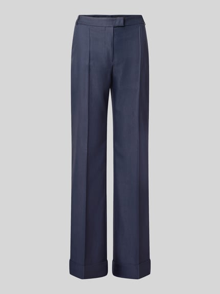 Produktfoto, dunkelblaue Wide Leg Hose aus Viskose-Mix Modell 'Talia5' von BOSS, glatte Textur, Damen Weite Hose von BOSS