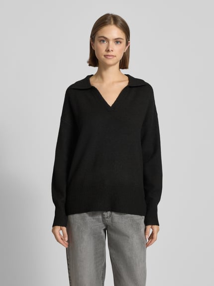 PIECES Regular Fit Strickpullover mit Woll-Anteil Modell 'MALOU' BLACK 4