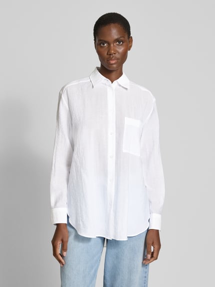 HUGO Regular fit overhemdblouse in kreuklook, model 'Elodina' Wit - 4