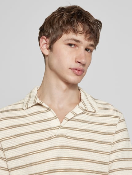ONLY & SONS Regular Fit Poloshirt mit Strukturmuster Modell 'IAN' Beige 3