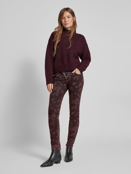 Buena Vista Skinny fit broek met verkort model, model 'Malibu' Bordeaux - 1