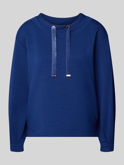 Produktfoto, Sweatshirt aus Modal-Mix mit Tunnelzug von monari in Blau, Regular Fit, glatte Textur, Damen Sweatshirt, Rundhalsausschnitt