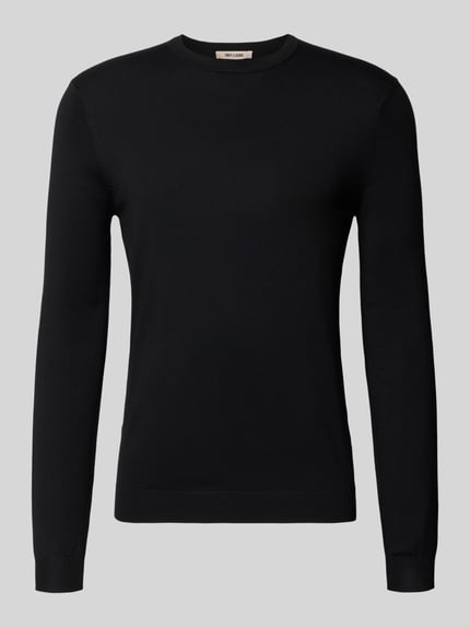 Produktfoto, zwarte regular fit pullover uit viscosemix model 'WYLER' van ONLY voor Heren, egaal oppervlak, fijne structuur